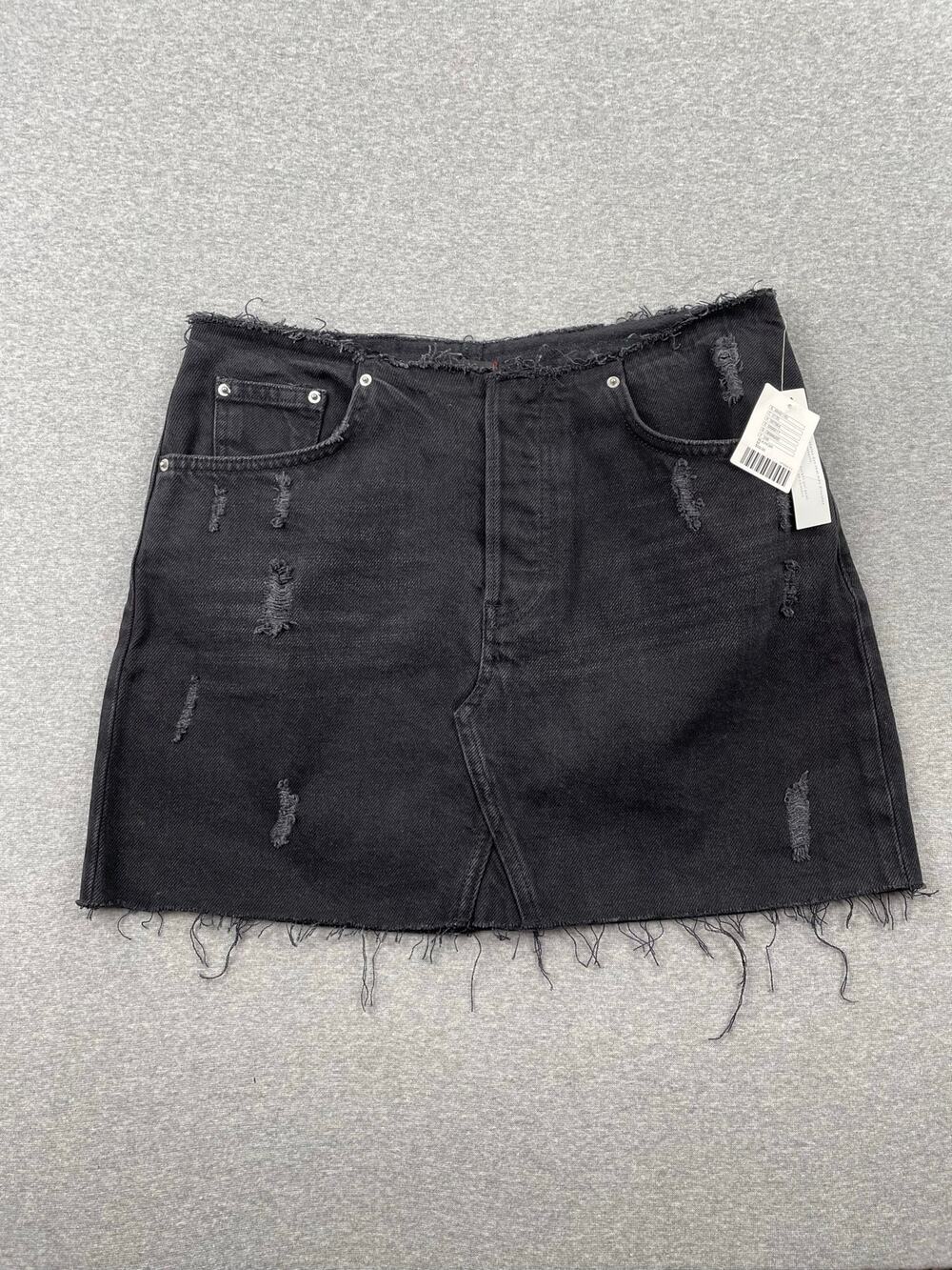 NWT Urban Outfitters BDG Denim Skirt Size M Black Denim Raw Hem Waist Grunge